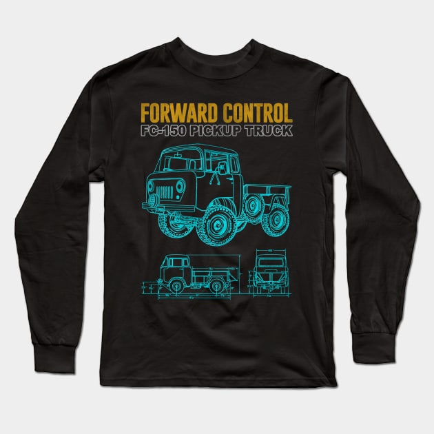 Jeep Forward Control FC-150 Blueprint T-Shirt Long Sleeve T-Shirt by Guyvit